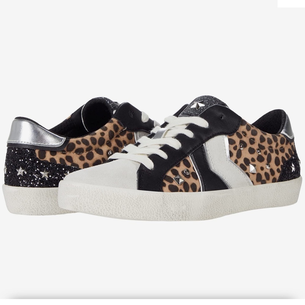 GEOX Warley 20 sneakers white / animal print embellished lace up sneakers‎ Sz 10